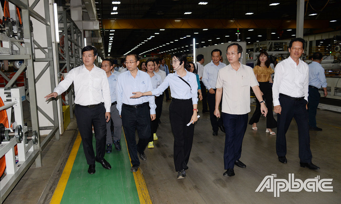 Lãnh đạo tỉnh tham quan nhà máy của Công ty TNHH Lốp Advance Việt Nam.