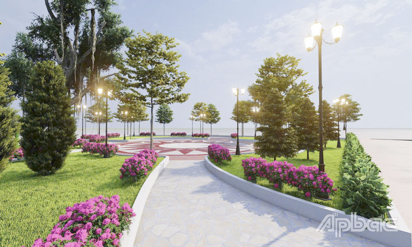  Bản vẽ phối cảnh công trình công viên trên đường Lý Thường Kiệt, phường 5,  TP. Mỹ Tho (trước sáp nhập tỉnh). 