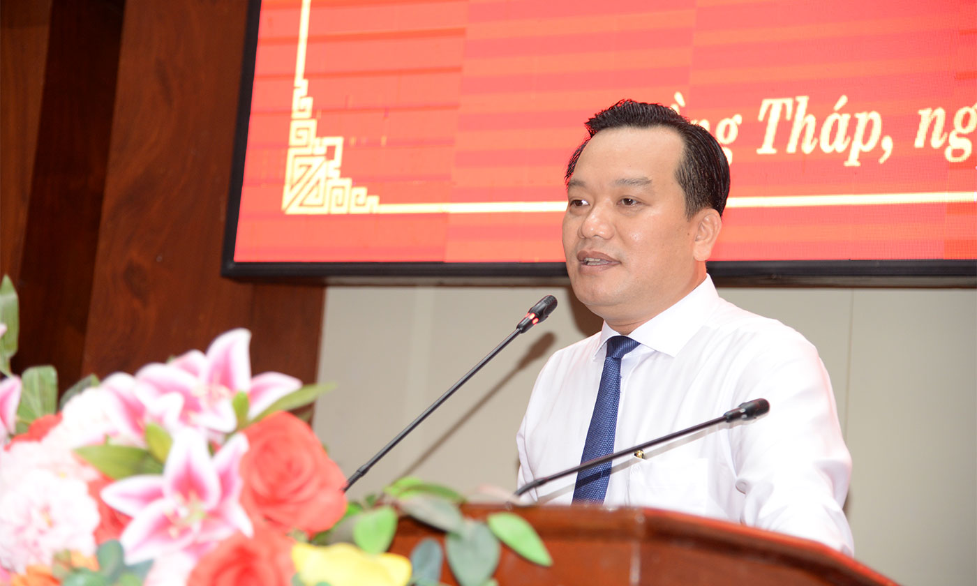 Đồng chí Nguyễn Nhật Trường phát biểu tại hội nghị.