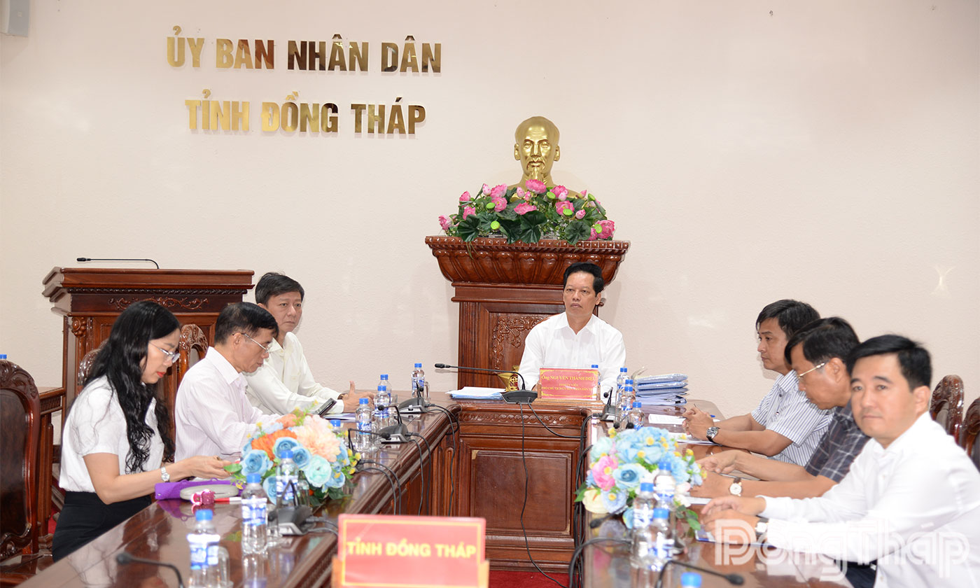 Quang cảnh hội nghị tại điểm cầu tỉnh Đồng Tháp.