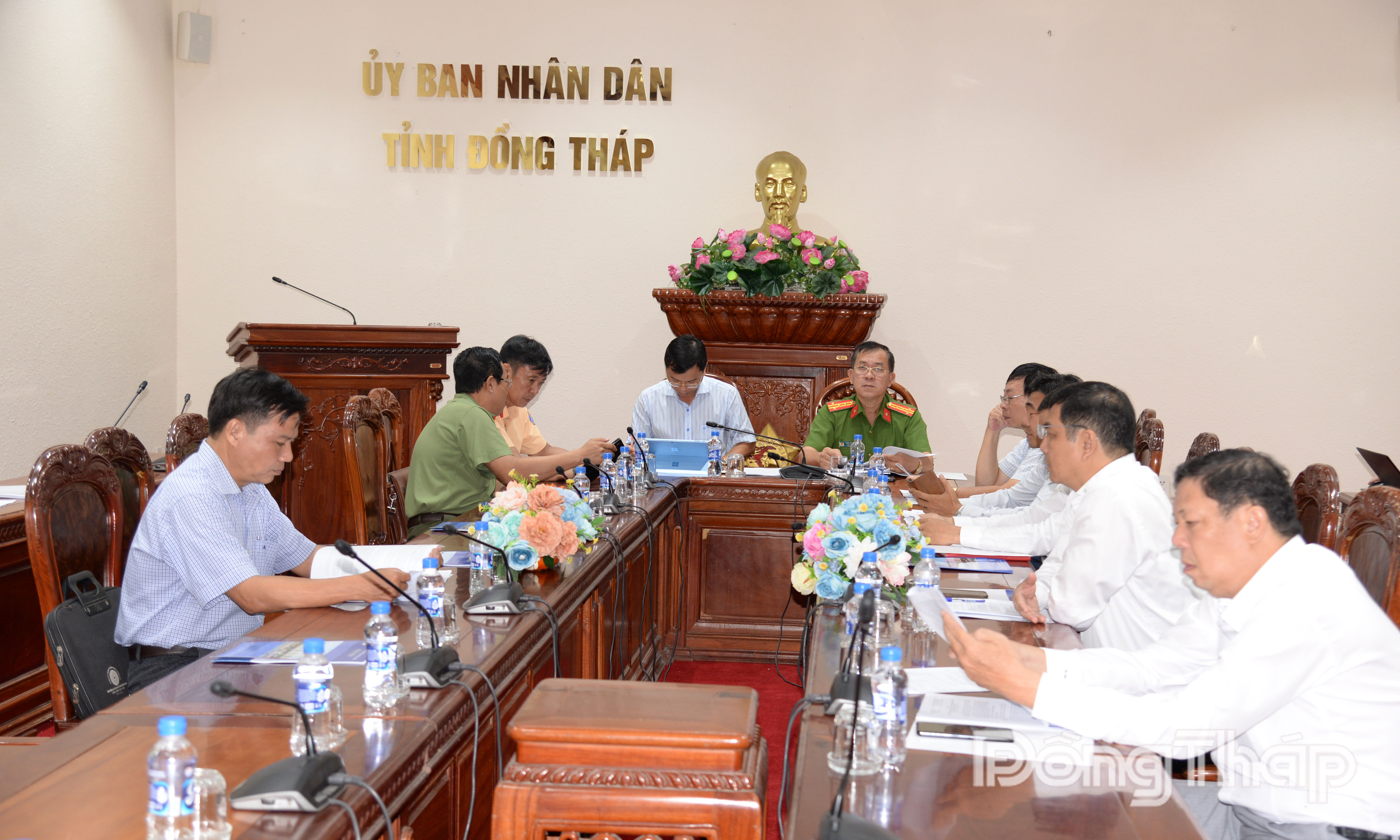 Quang cảnh hội nghị tại điểm cầu tỉnh Đồng Tháp.