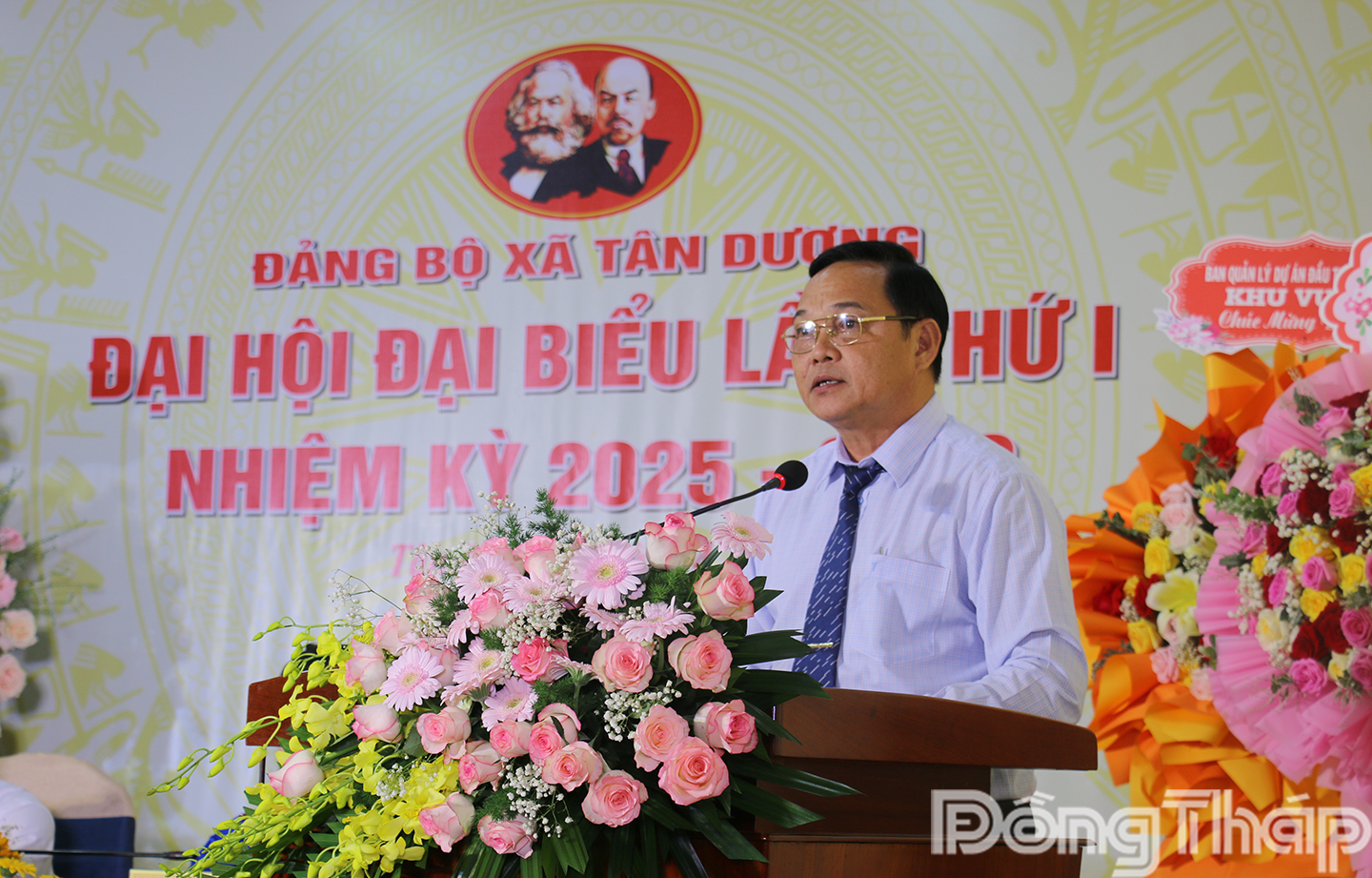 Đại tá Phạm Văn Thanh - Ủy viên Ban Thường vụ Tỉnh ủy, Chỉ huy trưởng Bộ Chỉ huy quân sự tỉnh Đồng Tháp phát biểu chỉ đạo tại đại hội