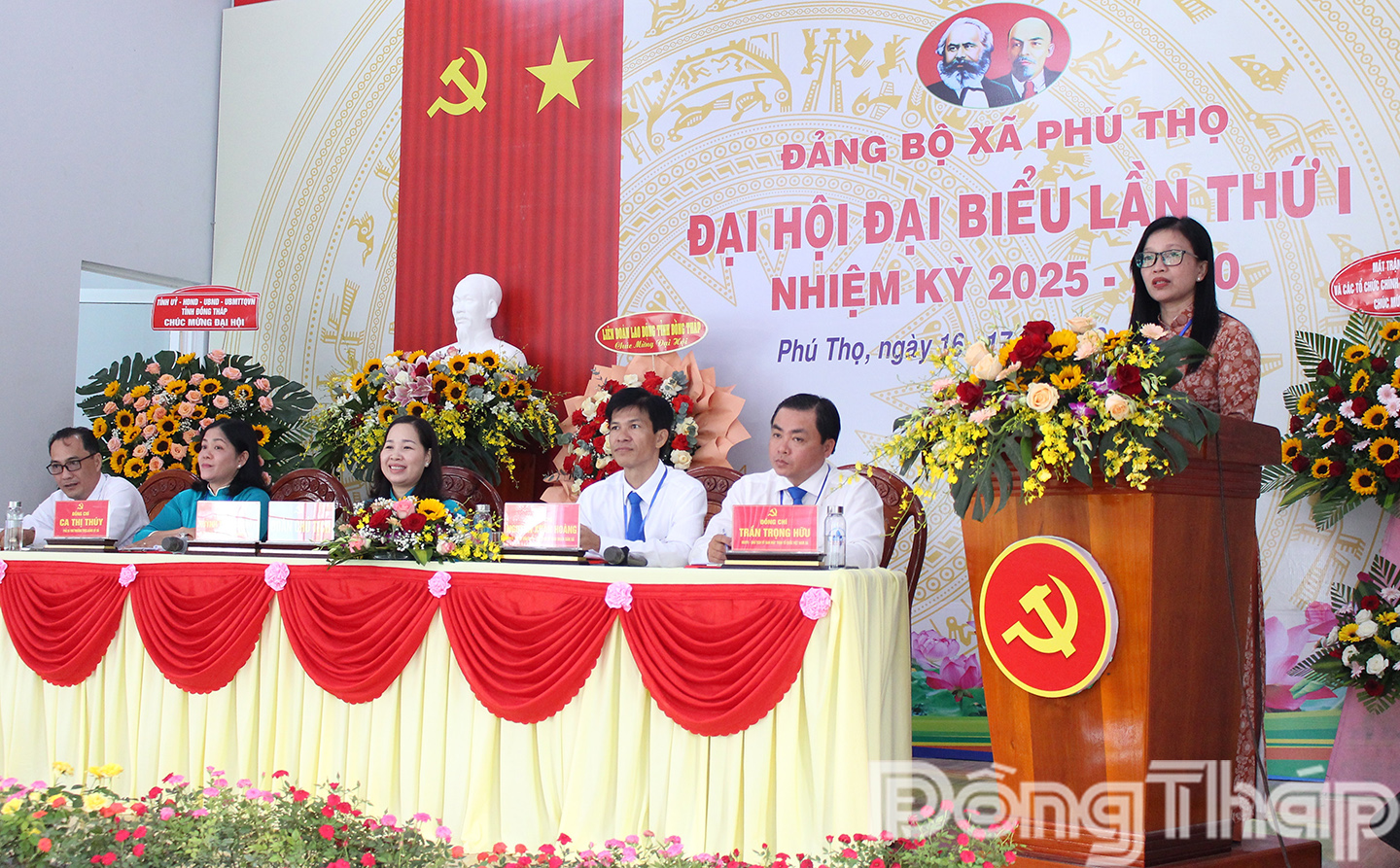 Đồng chí Nguyễn Thị Kim Tuyến, Ủy viên Ban Thường vụ Tỉnh ủy, Trưởng Ban Tuyên giáo và Dân vận Tỉnh ủy Đồng Tháp phát biểu chỉ đạo Đại hội.