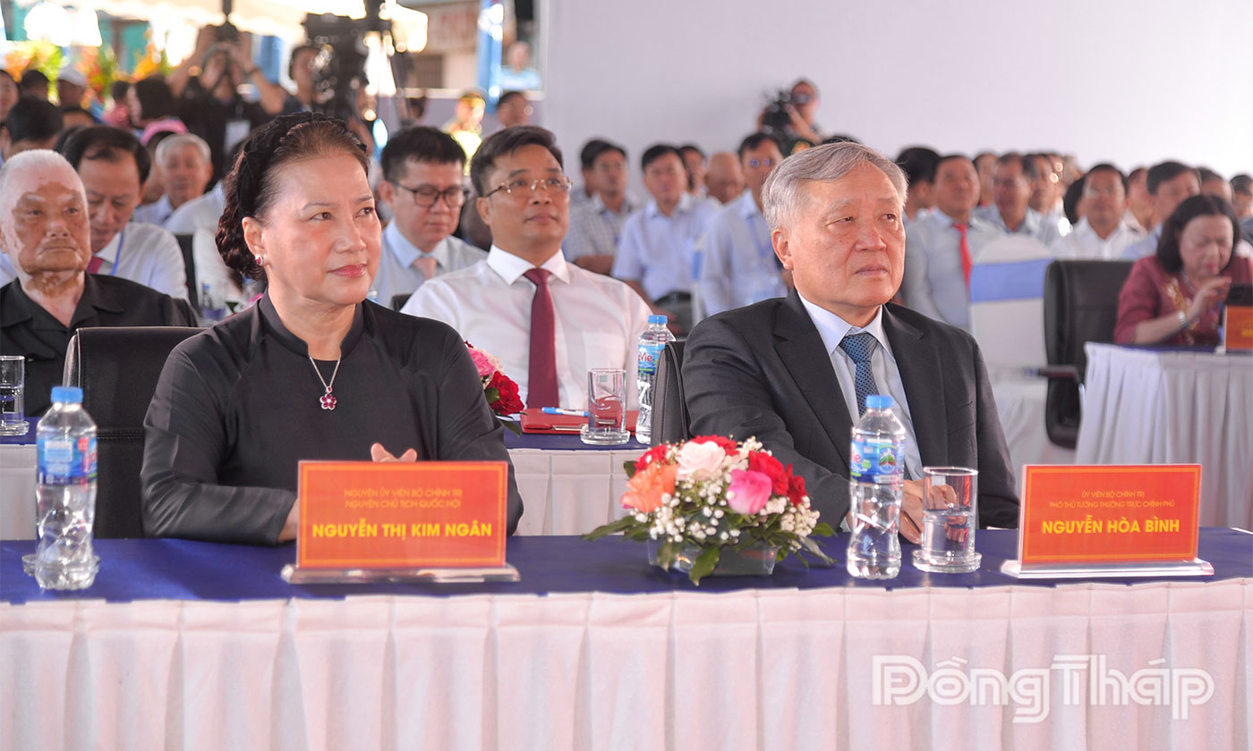 Các đại biểu dự Lễ khánh thành, đưa vào khai thác Dự án đầu tư xây dựng công trình cầu Rạch Miễu 2.