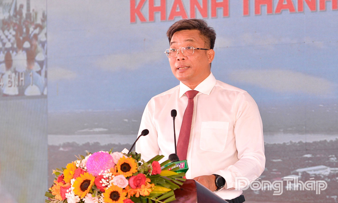 Chủ đầu tư Dự án Rạch Miễu 2 phát biểu tại Lễ khánh thành, đưa vào khai thác Dự án đầu tư xây dựng công trình cầu Rạch Miễu 2.